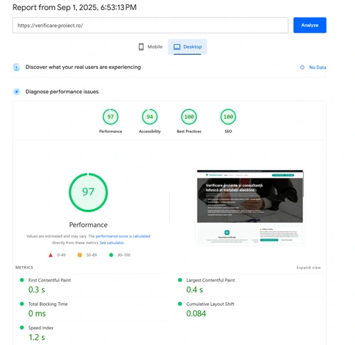 Rezultate Web Development - Verificare Proiect